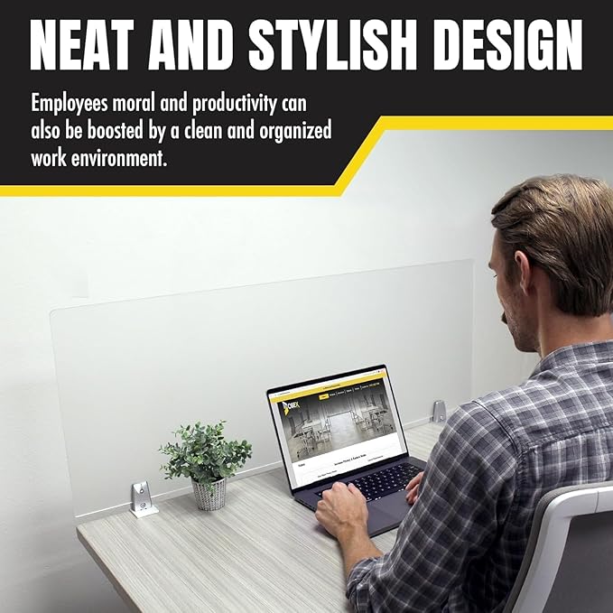 OBEX Frosted Acrylic Desk-Mounted Privacy Panel — 12" × 24"