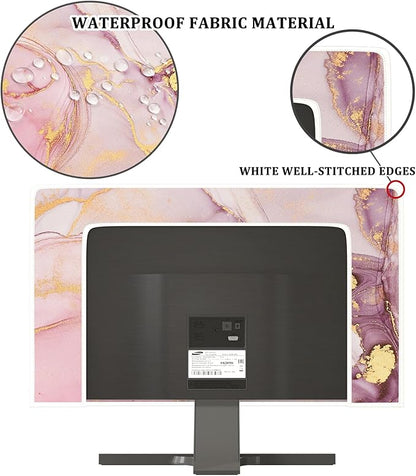 Baocicco Pink Gold Marble Waterproof Screen TV Cover 80 Inch Decorative Modern Television Cover for Home TV Screen Texture Dust Proof Monitor Covers for Television Screen LED LCD OLED TVs