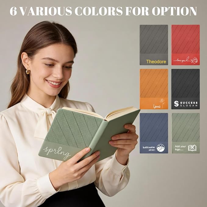 ENOMY Personalized Notebook Set with Pen & Gift Box A5 Leather Custom Notebook 200 Pages Lined Journal for Work,Business,College,Travel,Birthday,Valentine's Day Gift, Red