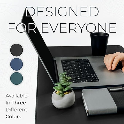 Nordik Felt and Leather Desk Mat Non-Slip - Black - 35 X 17 Inch - Felt and Vegan Leather Desk Pad - Document Organizers - Desk Blotter and Desktop Mat - Desk Protector Laptop Desk Matt for Desktop