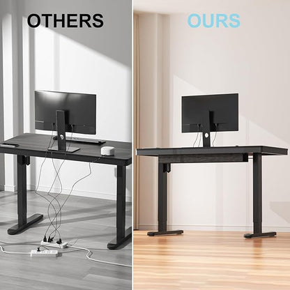 ERGO COLLECT Electric Standing Desk 48 Inch - One-Piece Desktop with Drawer, Cable Management, Wireless Charging & USB Port, Quiet Motor - for Home Office, Walnut
