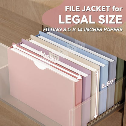 Plastic 1 Inch Manila File Jackets Legal Size,Expansion Pocket | 12 Pack Manilla Pocket Folders,Expandable File Jackets for Document,Straight Cut Tab,Poly Project File Jacket,Pastel Color