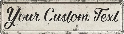 The Sign Shoppe Rustic Custom Metal Sign - Custom Sign for Indoor or Outdoor Use (Rustic Tan Double Border, 15 inches x 4 inches)