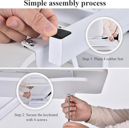 37 Inch Standing Desk Converter - Manual Pneumatic Spring, Two Monitor Stable Standing Desk Converter, 5.9" to 18.8" Height Adjustable Laptop Workstation with Keyboard Tray for Home, Company(White)
