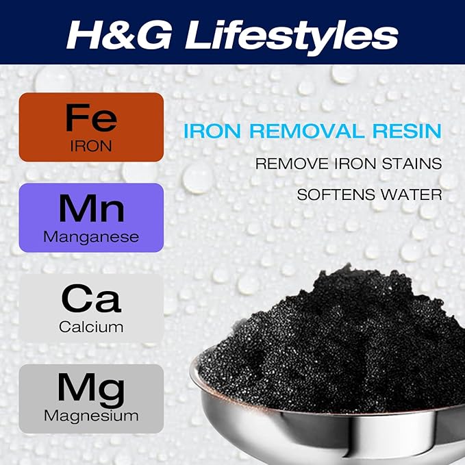 H&G Lifestyles 4L Iron Removal Resin for Iron Water Filter, Ion Exchange Resin Filter Cartridge Refill for RV Water Filter System,Camper Soft Water Replacement for Portable Water Softener