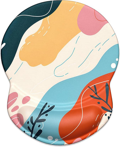 ITNRSIIET Ergonomic Mouse Pad with Gel Wrist Support Small Wrist Rest Smooth Surface Non-Slip PU Base Comfortable Office Supplies Pain Relief, 8.7 x 7.2 inches, Art Style Pattern
