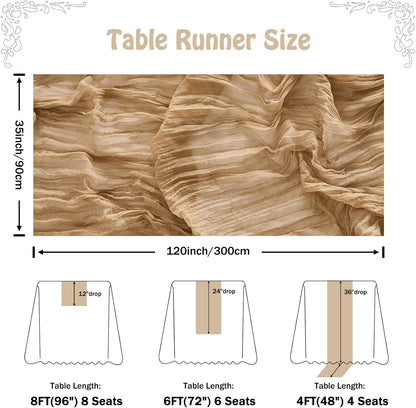 Fanami 3 Pack Cheesecloth Table Runner -10FT Nude Brown Boho Gauze Cheese Cloth Table Runner 120 Inches Long Rustic Sheer Fabric Centerpieces for Wedding Birthday Party Bridal Baby Shower Decorations