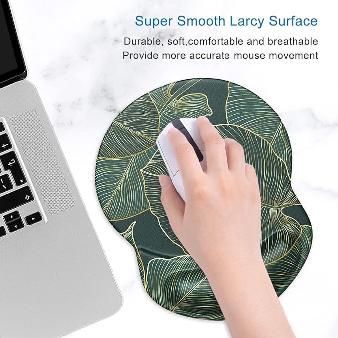 ITNRSIIET Ergonomic Mouse Pad with Gel Wrist Support Small Wrist Rest Smooth Surface Non-Slip PU Base Comfortable Office Supplies Pain Relief, 8.7 x 7.2 inches, Palm Texture