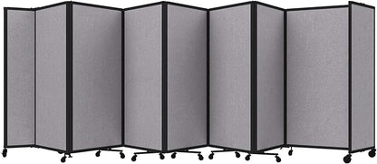 Versare Room Divider 360 Portable Wall Partition | Folding Panels | Large Freestanding Divider | Locking Wheels | Temporary Room Separator