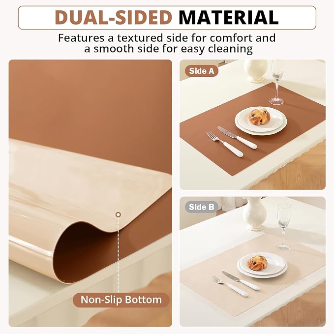 OstepDecor Brown Table Cover Protector 16 x 32 Inch, 1.5mm Thick Plastic Table Cover, Dining Table Protector Pad, Waterproof & Easy Cleaning PVC Desk Mat for Dresser, Coffee & Kitchen Wooden Tabletop