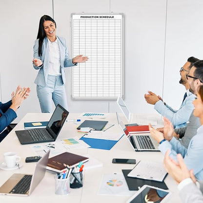 Lined Whiteboard Blank Grid Aluminum Frame Dry Erase Board Reusable Wall Mounted Board for Scheduling, to Do Lists Weekly Planning Home Work(36 x 24 Inch,Product Schedule)