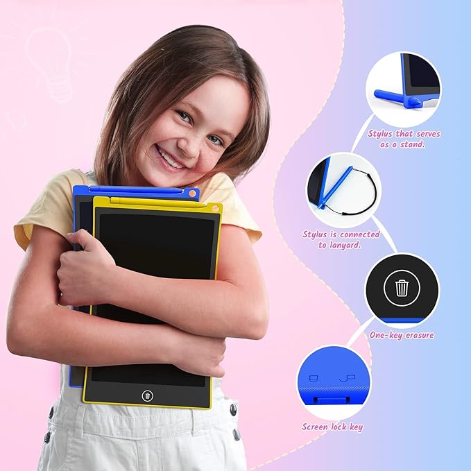 TECJOE 2 Pack LCD Writing Tablet, 10 Inch Colorful Doodle Board Drawing Tablet for Kids, Kids Travel Learning Toys Christmas Birthday Gifts for 3 4 5 6 Year Old Boys and Girls Toddlers