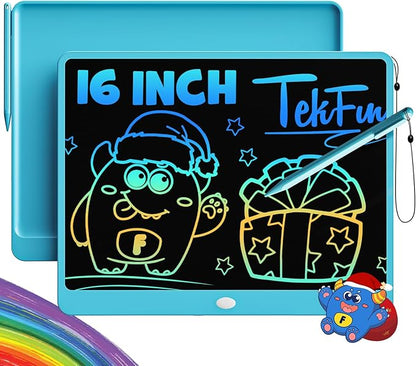 TEKFUN LCD Writing Tablet for Adults, Large Doodle Board, 16 Inch Colorful Drawing Tablet Writing Pad, Toddler Toys for 3 4 5 6 7 8 9 Year Old Girls Boys Teen, Birthday Gifts for Kids (Blue)