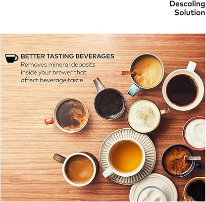 Descaling Solution Pack of 3 (14 fl oz Each) for Single Serve Coffee Machines with Complimentary Direct Coffee Tea Est 2019 Brand Sticker