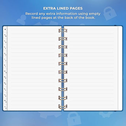 Clever Fox Password Book Spiral – Mini Internet Address & Password Organizer with Laminated Alphabetical Tabs – Small Password Keeper Journal – Hardcover, Pocket Size, 4.7x5.7” (Mystic Blue)