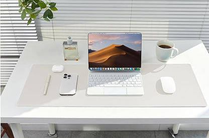 ALOANES Waterproof Mouse Pad with Durable Stitched Edge, XXXL Gaming Keyboard Pad, Non-Slip Rubber Base Mouse Mat, Extended Desk pad for Gamer, Office & Home, Beige Mousepad 35.4''x 15.7''x 0.12''