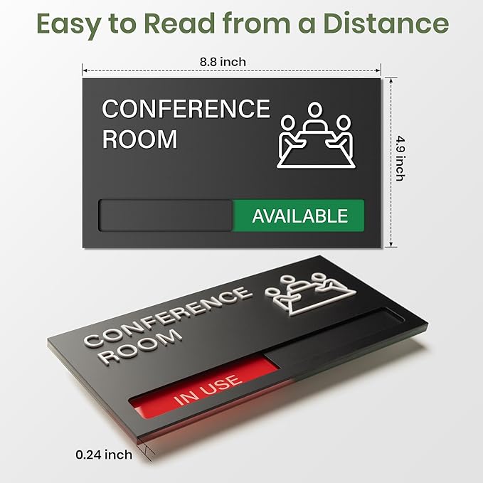 Conference Room Sign, Office Door Signs Do Not Disturb, In Use Available Slider Signs, In a Meeting Privacy Sign Tells Whether Room Vacant or Occupied