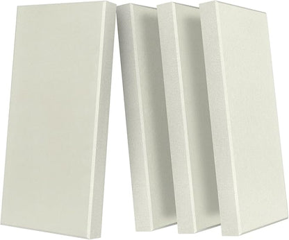 UMIACOUSTICS 4 PCS Acoustic Panels with Hanging Brackets, 2” Thick Fiberglass Sound Proof Panels Removable for Studios, Office, Home Theater Wall- Off White