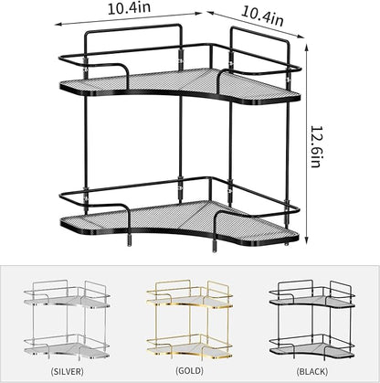 Seoneiro 2 Tier Corner Bathroom Counter Organizer, Cosmetic Skincare Organizer, Bathroom Countertop Perfume Tray Vanity Organizer, Kitchen Spice Corner Storage Shelf