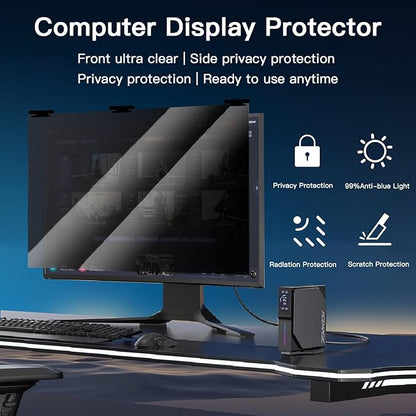 2 Pack Magnetic Hanging Computer Privacy Screen 22 Inch for 16:10 Widescreen Monitor, Removable Privacy Screen Anti Glare Blue Light Computer Screen Privacy Shield, Anti-Scratch 22 in Protector Film
