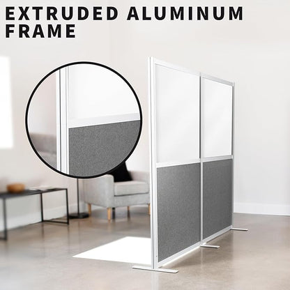 VIVO Modular Wall System, 2 PET and Whiteboard Panels, Professional Office Cubicle Dividers, Freestanding Privacy-Screen, 66 inches High, White and Dark Gray, PP-MWS63WB