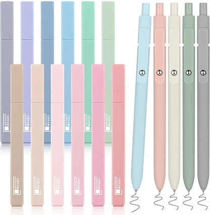 DazSpirit 12 Pastel No Bleed Bible Highlighters & 5 Black Pens Set | Quick-Dry Cute Aesthetic Markers in Assorted Colors for Bible Study, Journaling, Office and School Supplies