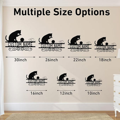 Dyoart Personalized Cat Metal Signs - Custom Funny Cat Metal Sign, Black Cat Metal Wall Art, Metal Cat Wall Decor, Last Name Sign, Cat Gifts for Cat Lovers, Home Decor for Living Room Bedroom
