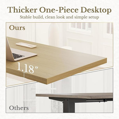 ErGear Height Adjustable Electric Standing Desk, 47.2 x 23.6 Inches Sit Stand up Desk with 1.18" Thickness Whole-Piece Desktop, Memory Computer Home Office Desk (Natural Wavy)