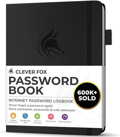 Clever Fox Password Book with alphabetical tabs. Internet Address Organizer.....