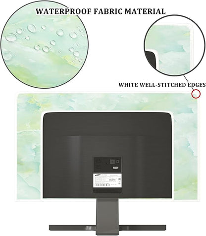 Baocicco Sage Green Marble Waterproof TV Dust Cover 55 Inch Anti-Static Dustproof Abstract Creative Desige Television Accessories TV LCD Screen Texture TV Decoration for Tablet