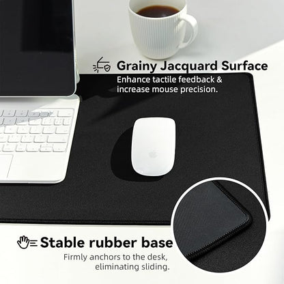 Reniteco Waterproof Large Gaming Mouse Pad with Durable Stitched Edges, Non-Slip Rubber Base, Grainy Jacquard Mouse Mat Desk Pad for Home Office Gaming, 31.5''x11.8''x0.12'', Matte Black