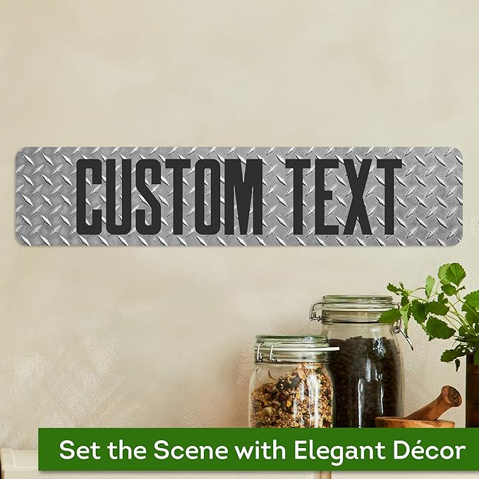 Custom Sign, Custom Street Sign, 11 Font Colors, 13 Font Styles, 4 Hole Options, 22 Sizes, 4x18 Inches, Rust Free DiBound, Fade Resistant, Made in USA by My Sign Center (Diamond Metal)