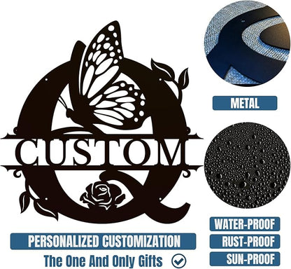 Personalized Custom Letter Name metal Signs,Custom Black Letter Monogram Wall Art Decor,Metal Signs Plaques Outdoor wall Decorative Signage (Q)