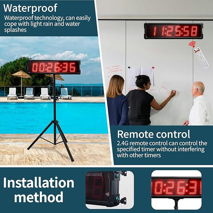 Race Clock with Tripod for Running Events, Large LED Stopwatch with Remote,Countdown/Count up Gym Timer for Home,Wall Digital Time Clocks