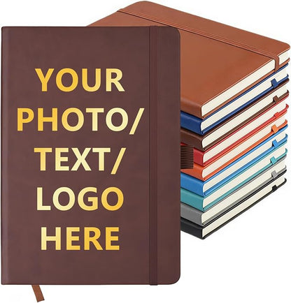 Customizable Personalized Notebook | Custom Logo, Text & Image A5 Journal Notebook | 200 Lined Pages 8.5" x 5.8" | Daily Writing Journal for Office, Students & Gift Giving, DarkCoffee