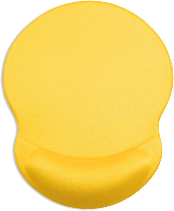 ITNRSIIET Ergonomic Mouse Pad with Gel Wrist Support Small Wrist Rest Smooth Surface Non-Slip PU Base Comfortable Office Supplies Pain Relief, 8.7 x 7.2 inches, Apricot Yellow