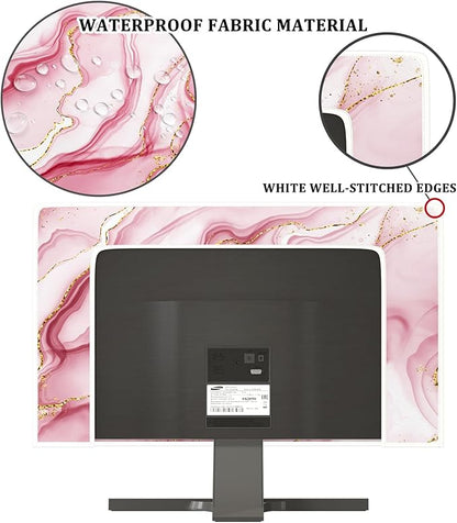 Baocicco Gold Pink Marble Waterproof TV Display Screen Cover 55 Inch TV Accessories Laptop TVs LCD Screen Decoration for Tablet Anti-Static Dustproof Protective for Home Office