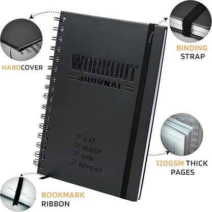 Nextnoid Hardcover Fitness Journal Workout Planner for Men & Women - A5 Sturdy Workout Log Book to Track Gym & Home Workouts - Burgundy