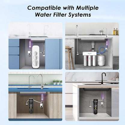 Waterdrop LED UV Water Filter for Under Sink Water Filter System | Reduces up to 99.9% of Harmful Substances, Mercury-Free, FCC Certified, for Reverse Osmosis System, Stainless Steel, 50 Years
