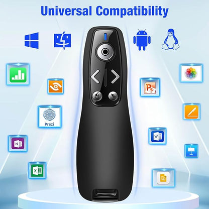 USB Type C Presentation Clicker with Red Light,Wireless Presenter Remote 2.4GHz Pointer for Powerpoint Presentations -Air Mouse Volume Control,Classroom Slide Clicker for MAC Computer Laptop PC