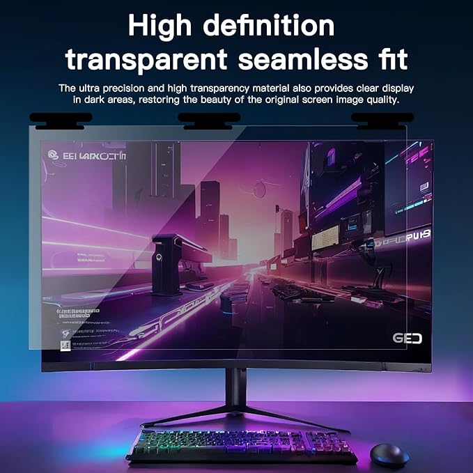 2 Pack Magnetic Hanging Computer Privacy Screen 22 Inch for 16:10 Widescreen Monitor, Removable Privacy Screen Anti Glare Blue Light Computer Screen Privacy Shield, Anti-Scratch 22 in Protector Film