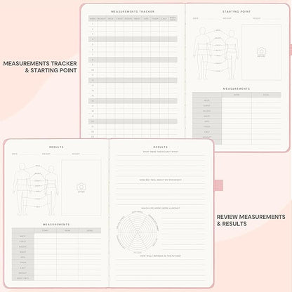 &And Per Se Fitness Workout Journal for Men & Women, Workout Log Book Planner with Daily Diet, Gym Exercise & Training Trackers - Undated, A5 Size, Leather Hardcover (Rose Gold)