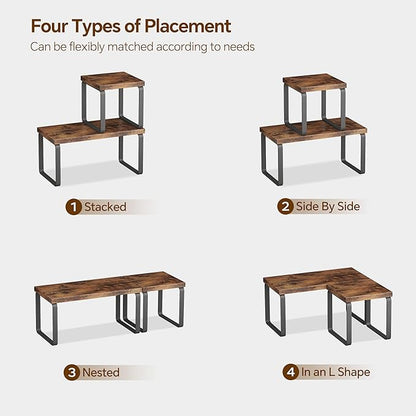 Homeiju Wooden Desktop Organizer Shelf, 2-Tier Adjustable Freestanding Bookshelf Desk Shelf, Stackable Desk Organizer for Office, Dorm, Bedroom, Space Saving, Easy Assembly, Rustic Brown (1 Pack)