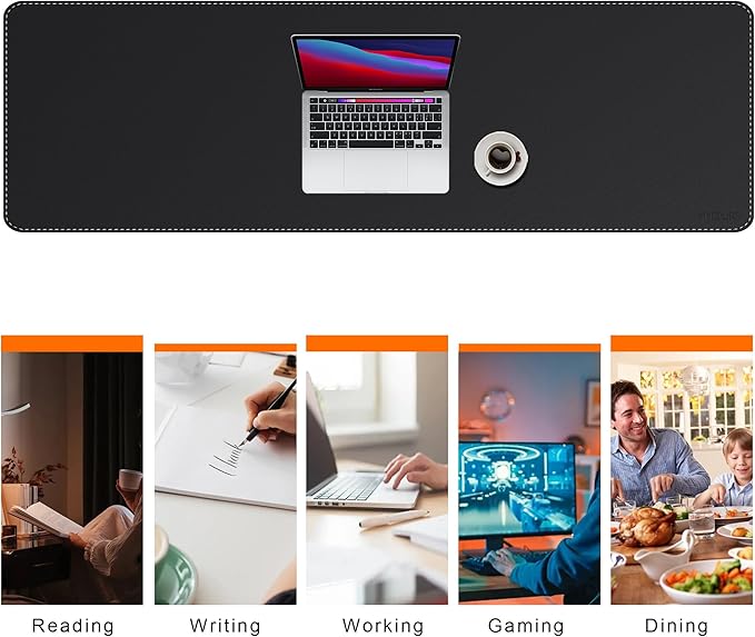 Mydours Extra Long 63" x 19.7" Desk Mat for Professionals - Cork Backing & PU Leather Surface, Waterproof Computer Desk Protector with Gaming-Friendly Texture, Ideal for Keyboards, Office Accessories
