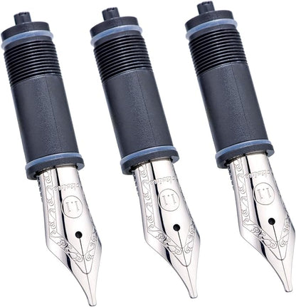 Asvine Set of 3 Number 6 Fountain Pen Replacement 1.1 Stub Nibs Silver - Compatible with V169, P20, P30 and V126