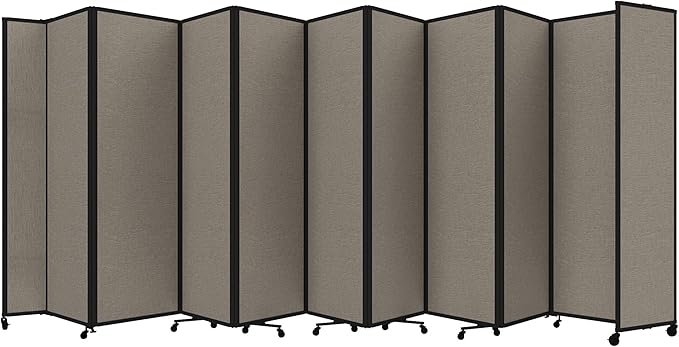 Versare Room Divider 360 Portable Wall Partition | Folding Panels | Large Freestanding Divider | Locking Wheels | Temporary Room Separator | 25' x 7'6'', Warm Pebble