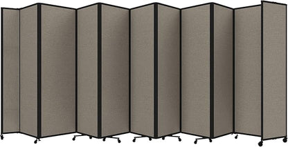 Versare Room Divider 360 Portable Wall Partition | Folding Panels | Large Freestanding Divider | Locking Wheels | Temporary Room Separator | 25' x 7'6'', Warm Pebble