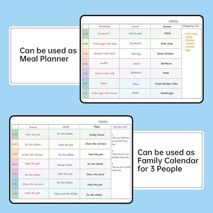 Magnetic Dry Erase Weekly Planner Whiteboard Monthly Calendar for Fridge, Schedule Board, Menu Board, to DO and Chore List for Family