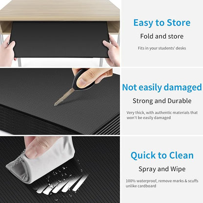2 Pack Black Desk Dividers for Students, Privacy Shields Folder for Students, Durable & Waterproof Plastic Study Board, Classroom Teacher Supplies Test Divider, Includes Extra Labels