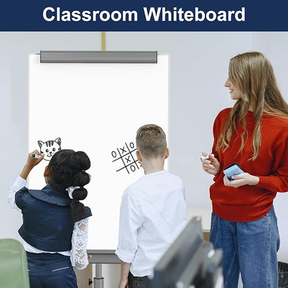 TSJ OFFICE Rolling Whiteboard Standing - 40 x 26 Inches Magnetic Mobile White Board with Stand, Height Adjustable Dry Erase Board on Wheels with Paper Clamp on Top, Gray